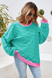 LDC Stripe Contrast Trim Sweatshirt in Sky Blue