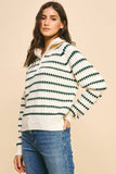 Pinch Striped Knit Quarter-Zip Sweater