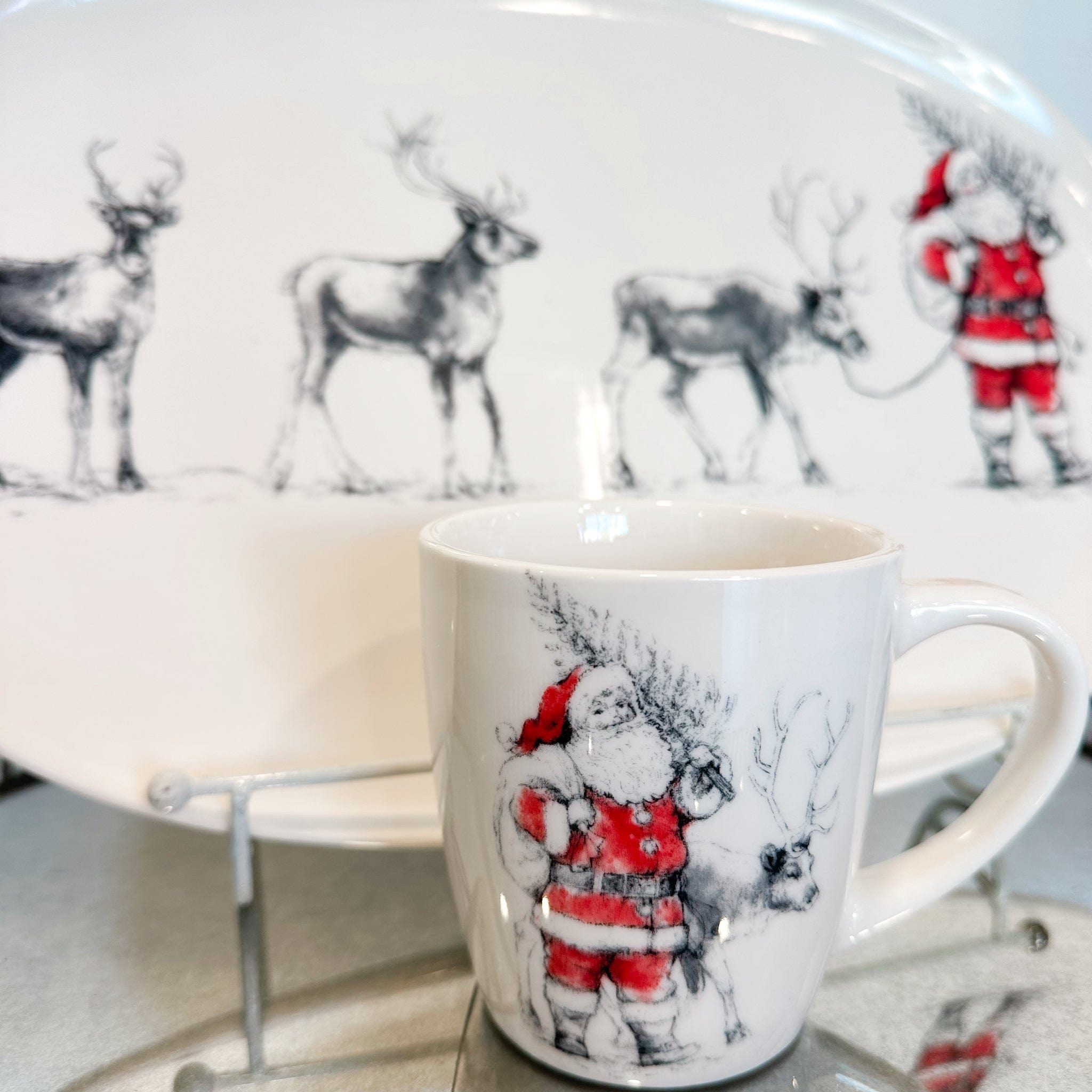 Creative Co-op Stoneware Mug with Santa & Reindeer Image , 4 Styles Available - Little Miss Muffin Children & Home