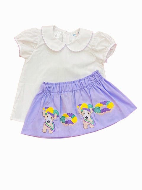 Lulu Bebe Lulu Bebe King Cake Embroidered Olivia Skirt Set - Little Miss Muffin Children & Home