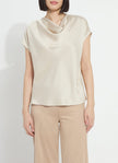 Yasmin Drape Neck Sleeveless Blouse in Travertine