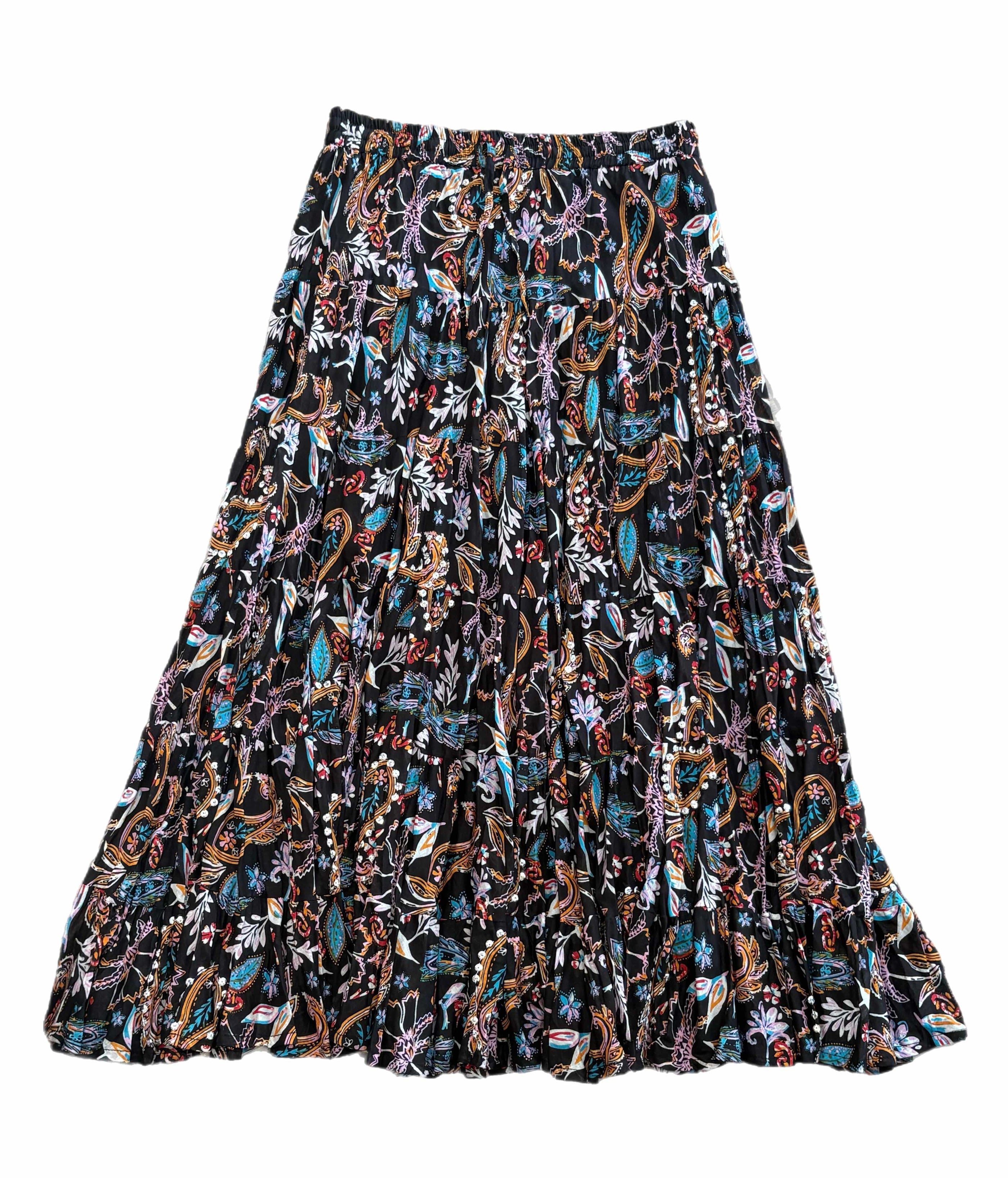 Black/Multi Long Sequins Skirt