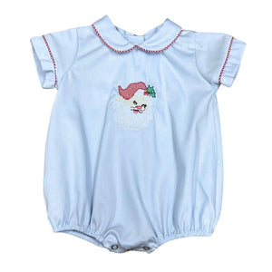 Lulu Bebe Embroidered Pastel Blue Santa Bubble