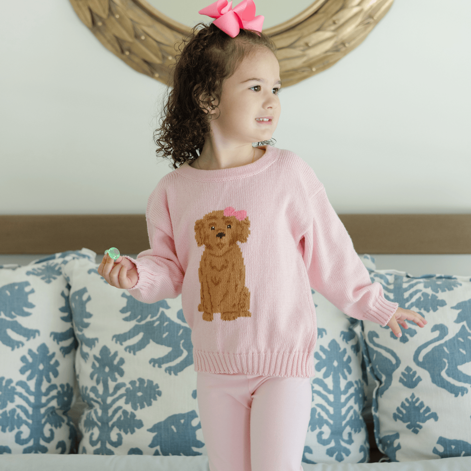 Doodle Crew Neck Sweater in Pink