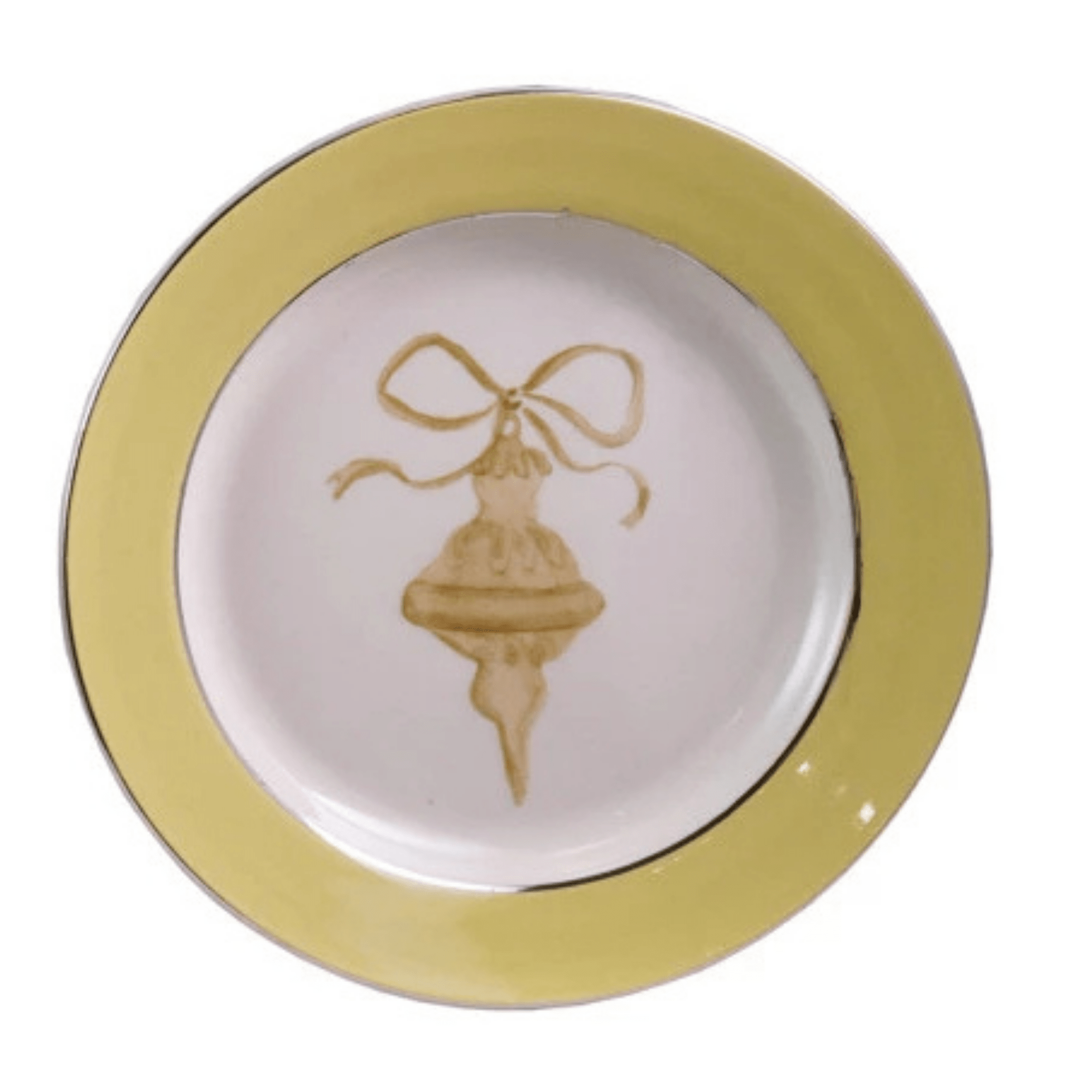 Creative Co-op Stoneware Plate with Ornament Image & Electroplated Edges, 4 Styles - Little Miss Muffin Children & Home