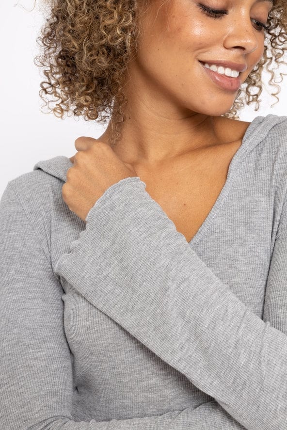 Mono B Mono B Ribbed Lettuce Hem Long Sleeve Hooded Dress - Little Miss Muffin Children & Home