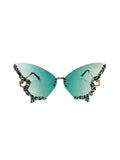 Mardi Gras Creations Butterfly Rhinestone Sunglasses in Green