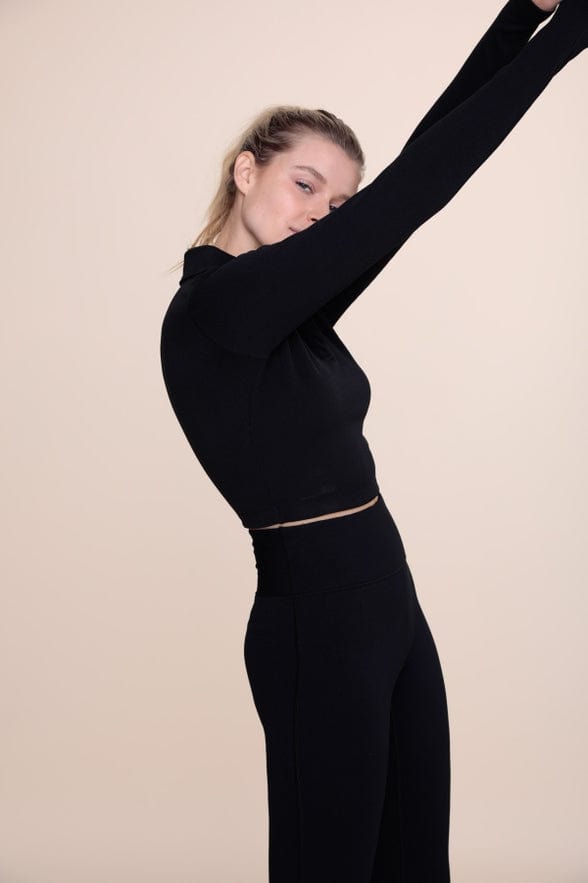 Mono B Mono B Bronze Long Sleeve Ribbed Cropped Polo - Little Miss Muffin Children & Home