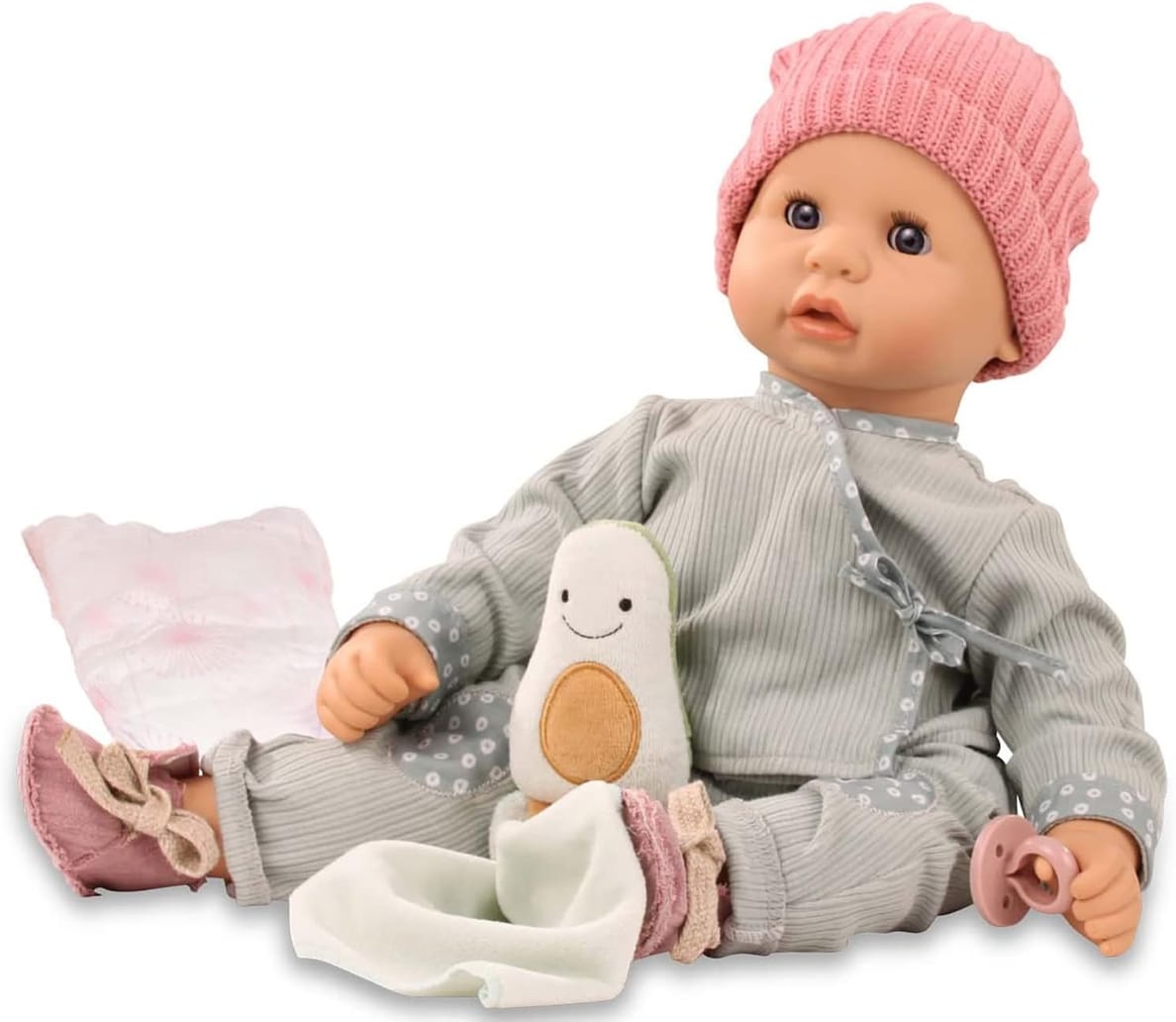 Gotz Gotz Cookie 19" Weighted Soft Baby Doll with Blue Sleeping Eyes, Grey Outfit - Little Miss Muffin Children & Home