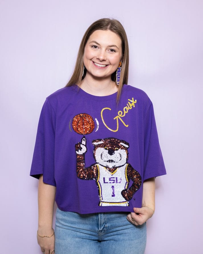 Bomb Designs Geaux Mike (Licensed By LSU) Women's Oversized Sequin - Little Miss Muffin Children & Home