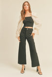 Miou Muse Wide Leg Ponte Pants with Patch Pockets