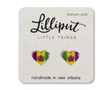 Lilliput Little Things Mardi Gras Crown Heart Earrings