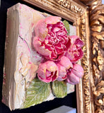 TamScottArt 6x6 Clay Floral Peony Bouquet Artwork, Pink