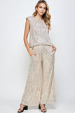 Ellison Sequins Sleeveless Top Champagne