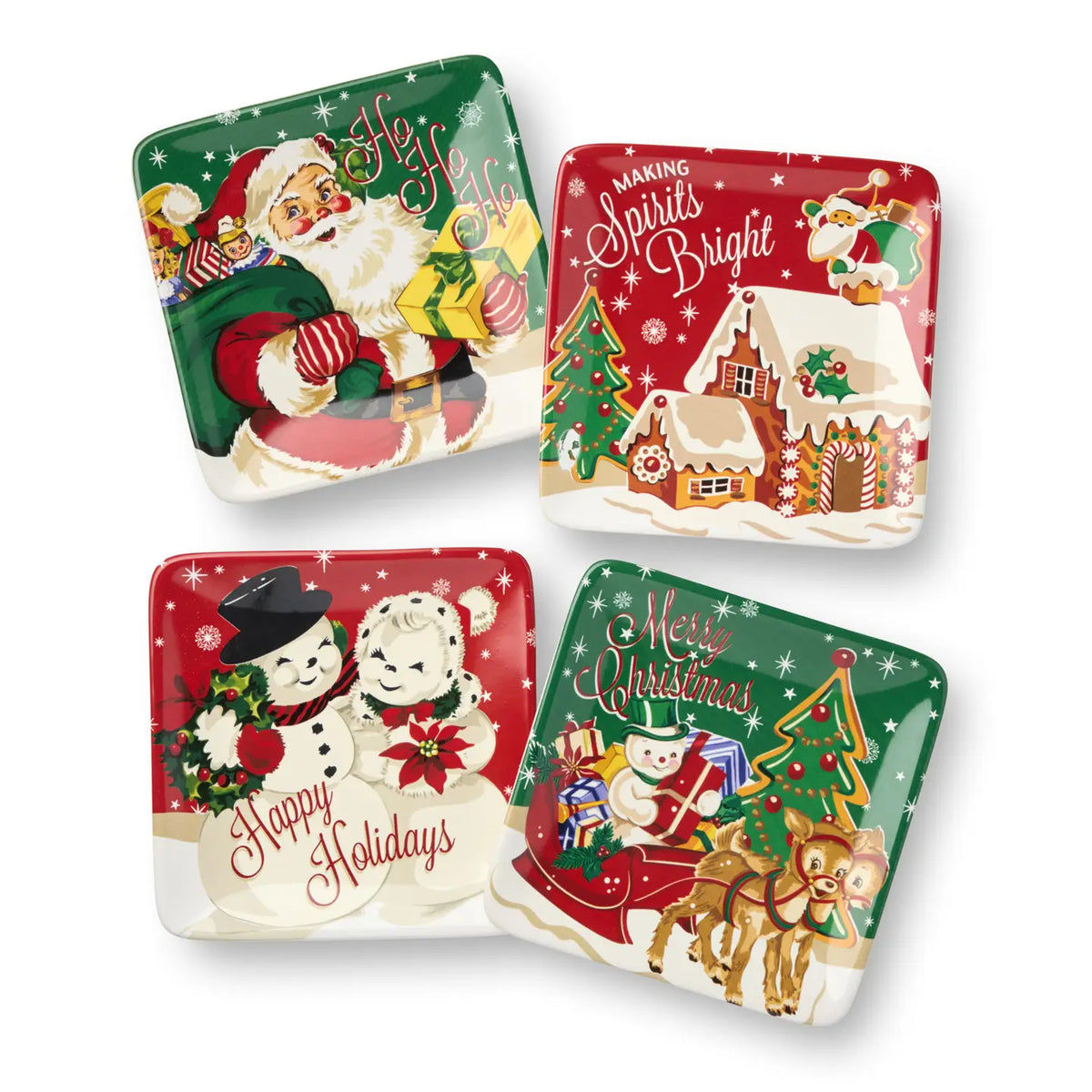 Santa's Retro Christmas 6" Canape Plate, 4 Available Styles