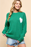 Cezele Heart Long Sleeve Knit Sweater