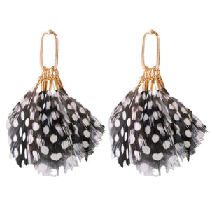 St Armands Designs of Sarasota St Armands Designs Feather Tassel Statement Earrings - Little Miss Muffin Children & Home