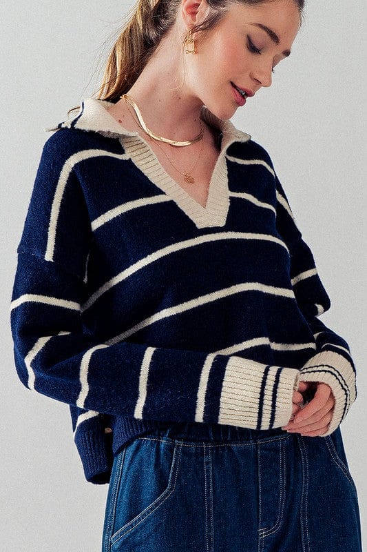 Fashion Week Fashion Week Striped Knit Sailor Collar Sweater - Little Miss Muffin Children & Home