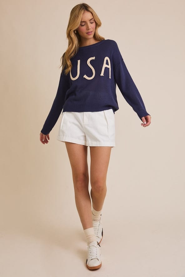 Gilli Long Sleeve Boatneck USA Sweater - Little Miss Muffin Children & Home