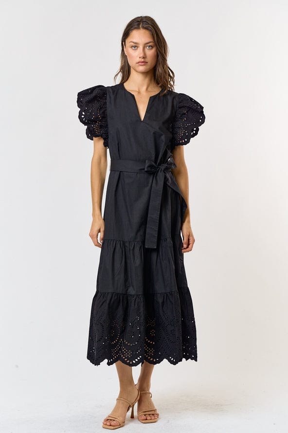 Lalavon Lalavon Eyelet Scalloped Cotton Midi Dress - Little Miss Muffin Children & Home