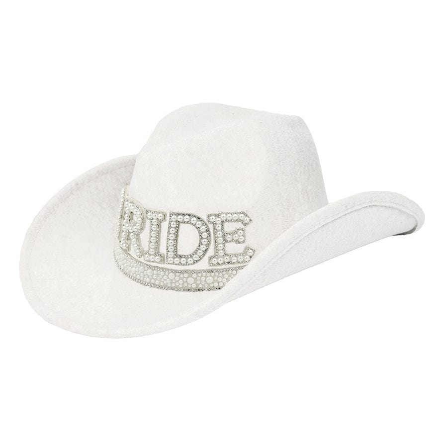 Fashion City Vegan Felt-Made BRIDE Pearl Cowboy Hat - Little Miss Muffin Children & Home