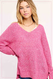 La Miel Lightweight Loose Fit V-Neck Sweater in Candy