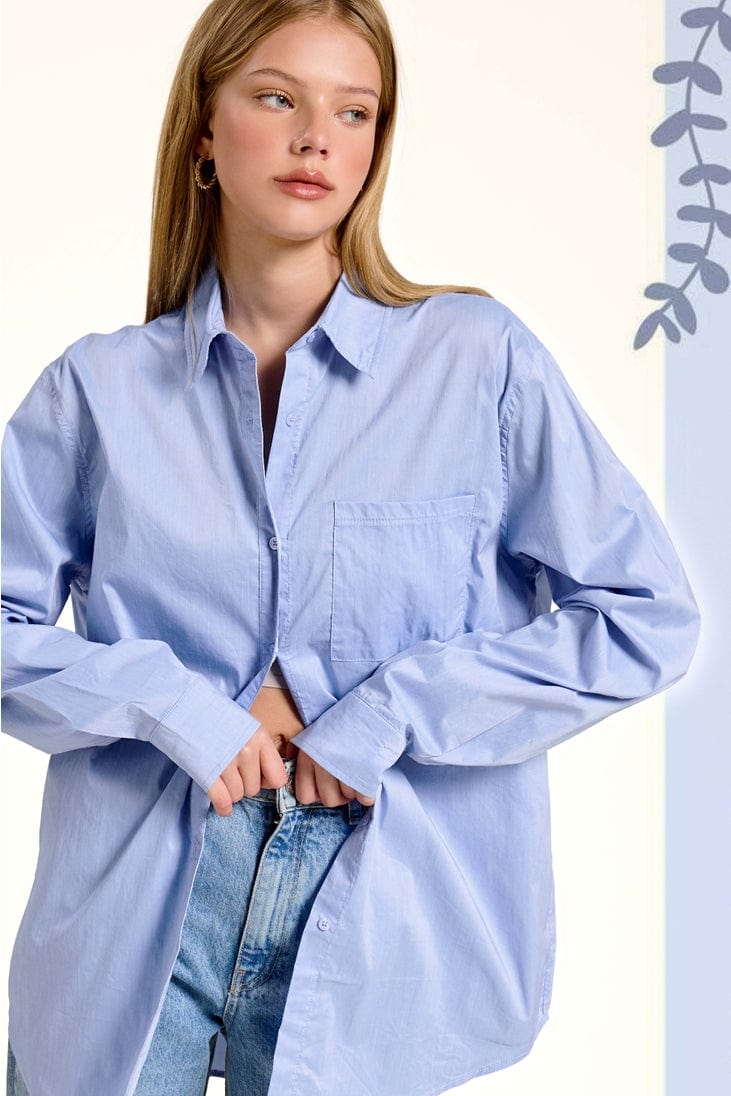La Miel La Miel Button Down Poplin Shirt in Denim - Little Miss Muffin Children & Home
