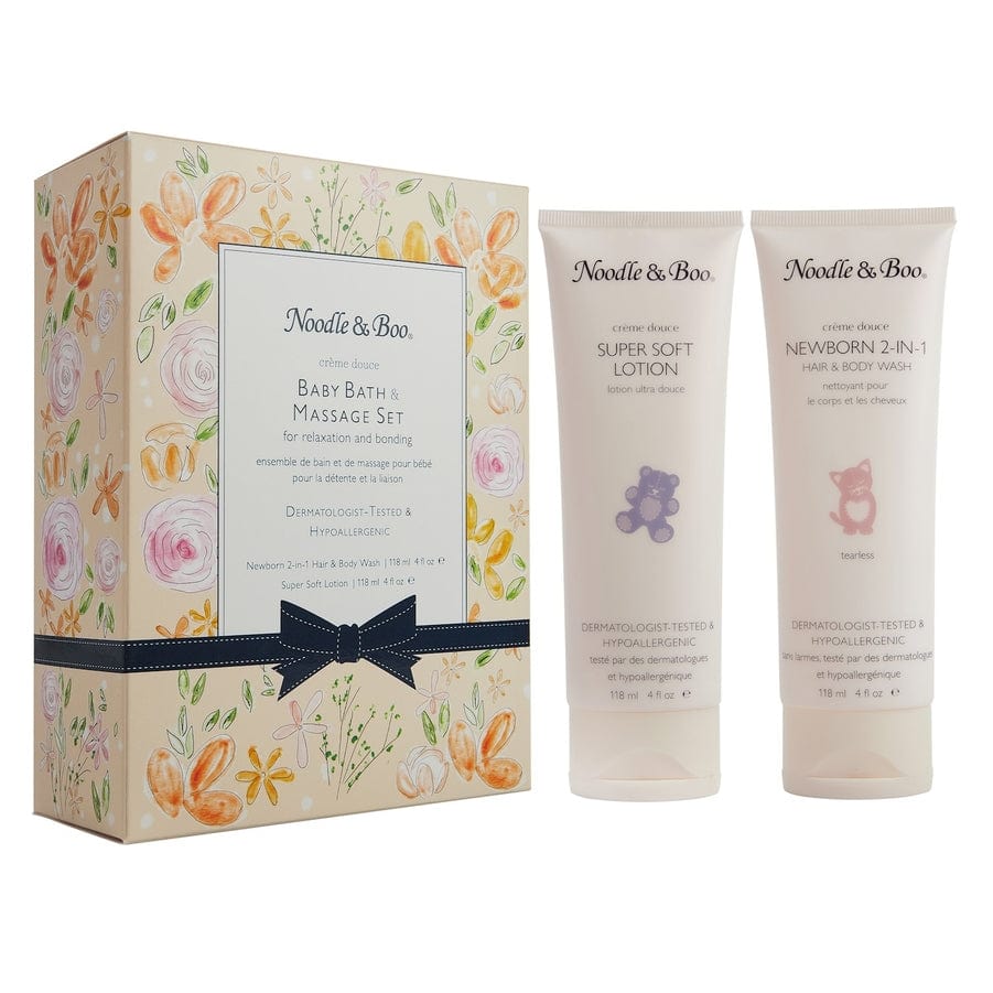 Noodle & Boo Baby Bath & Massage Set, Crème Douce, Peach Flowers - Little Miss Muffin Children & Home