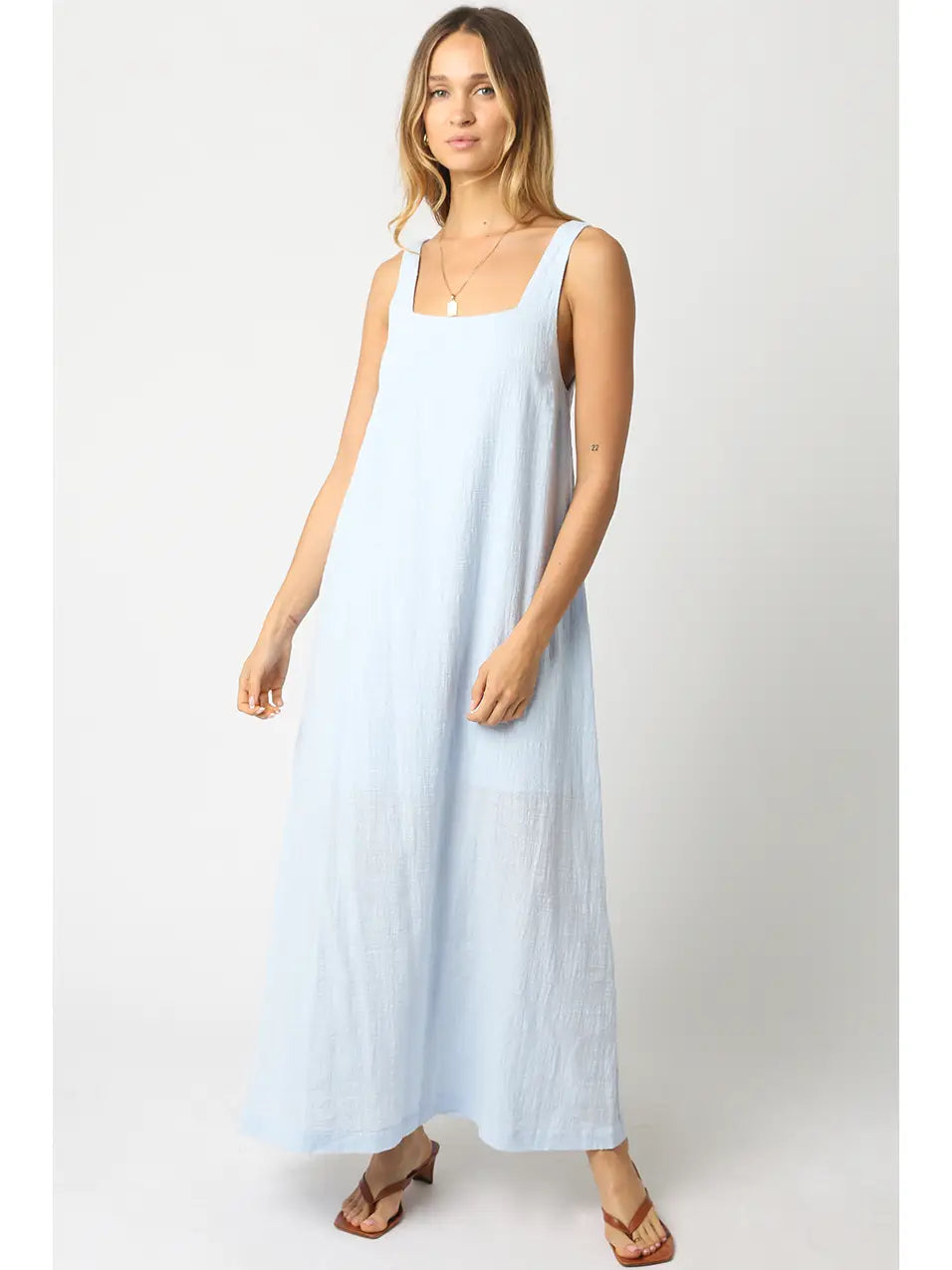 Avery Relaxed Maxi Tank Dress in Sky