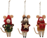 Creative Co-Op Creative Co-op Wool Felt Mouse in Outfit Ornaments - Little Miss Muffin Children & Home