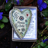 Clay Fossils Flower Child Handmade Pottery Heart Memento