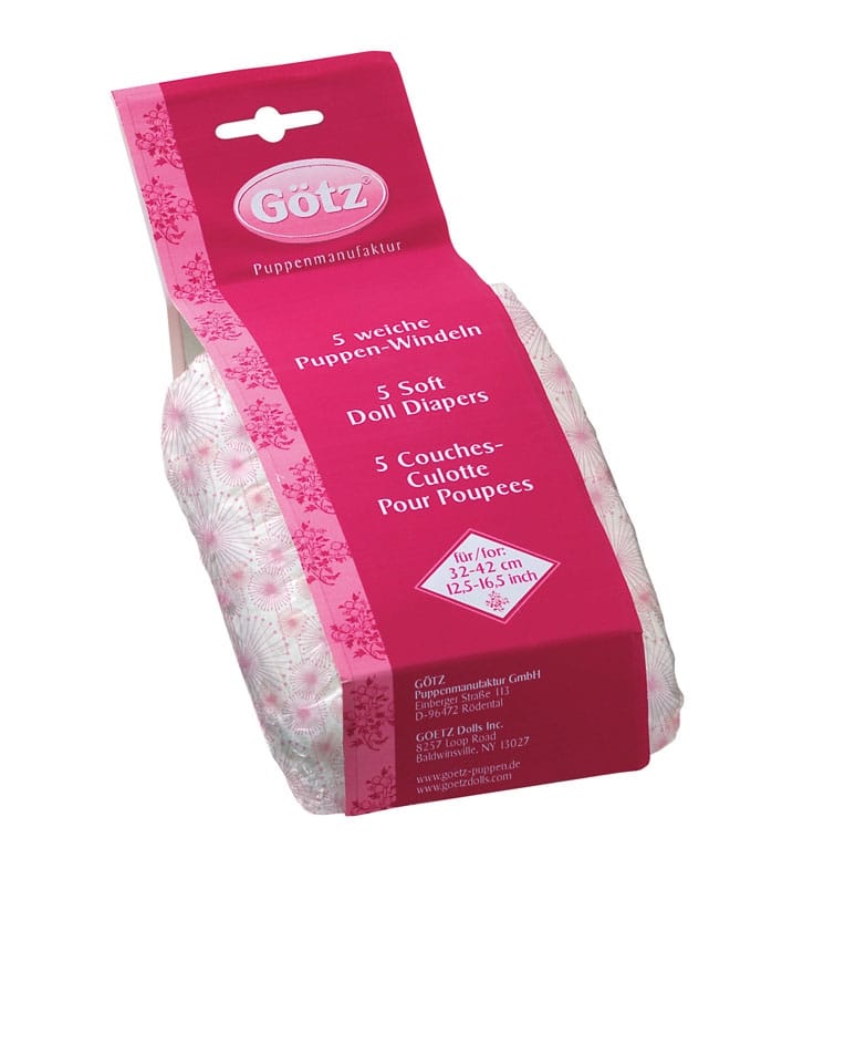 Gotz Happy Flower Doll Diapers, 5-Pack for 12–13" Baby Dolls