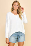 Pinch Dolman Sleeve V-Neck Sweater in Ivory