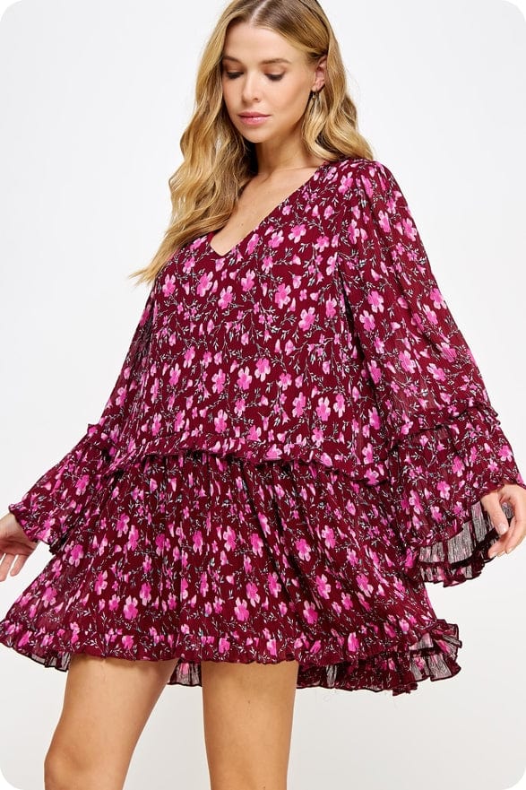 Strut & Bolt Strut & Bolt Ruffle Tiered Floral V-Neck Mini Dress - Little Miss Muffin Children & Home