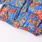 Rosa Clothing Color-Block Floral Print Padded Jacket in Blue