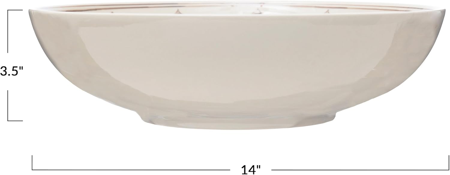 Creative Co-op Creative Co-op Hand Painted Stoneware Serving Bowl with Pattern - Little Miss Muffin Children & Home