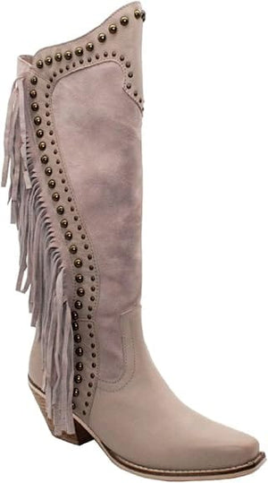 Volatile Volatile Palomino Leather Knee High Boots with Fringe and Studs - Little Miss Muffin Children & Home