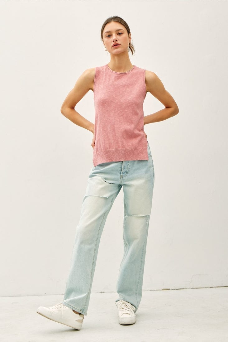 Be Cool Raw Seam Knit Tank with Side Slits - Little Miss Muffin Children & Home