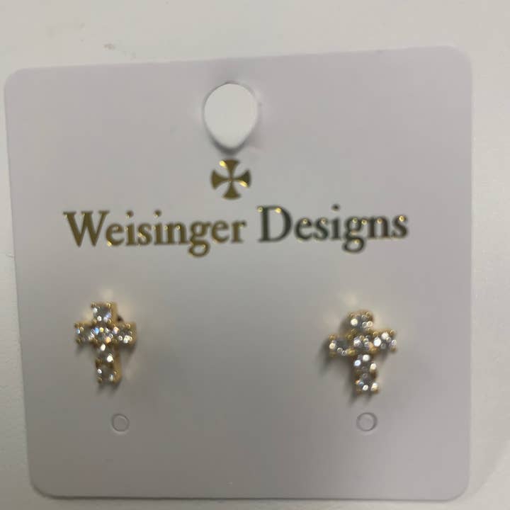 Weisinger Designs Weisinger Designs Tiny CZ Cross Stud Earring - Little Miss Muffin Children & Home