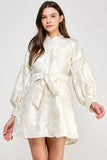 Ellison Long Sleeve Shimmer Jacquard Dress, Cream