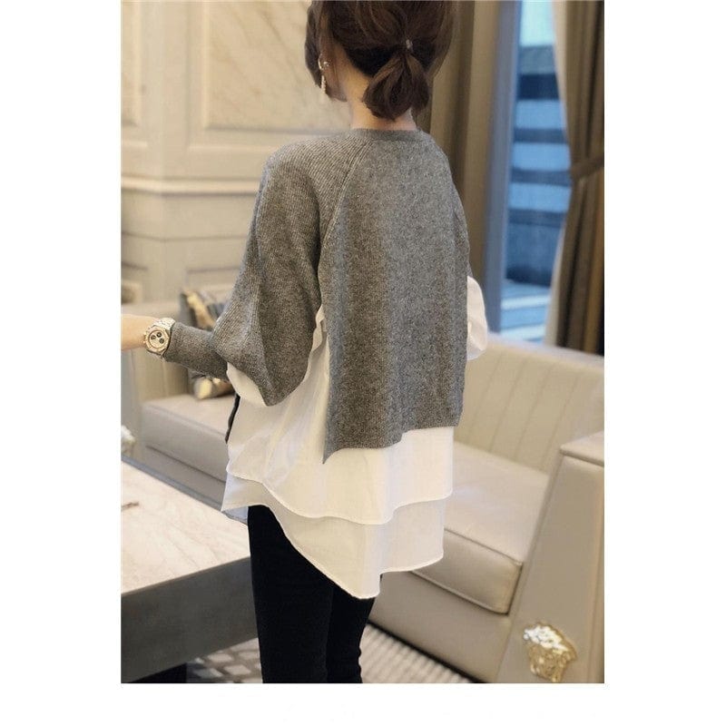 KooPros KooPros Crewneck Patchwork Combo Pullover Sweater in Gray - Little Miss Muffin Children & Home