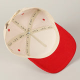 Fashion City Heart Love Glitter Logo Two-Tone Corduroy Cap, Red