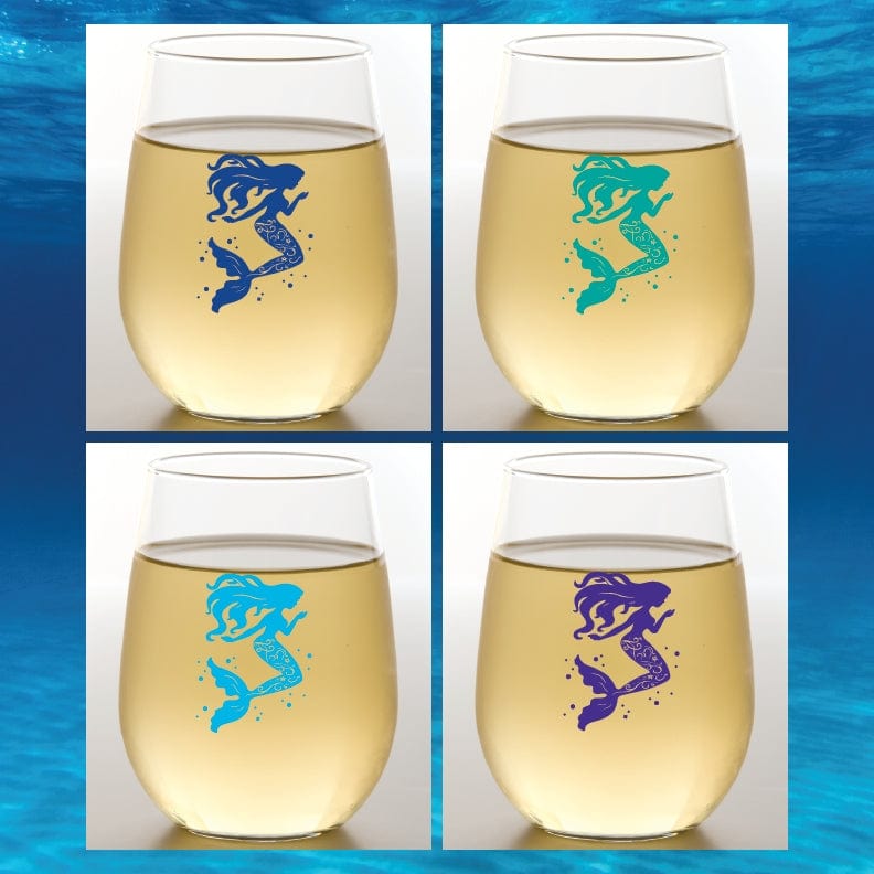 tritan wine glasses Mermaids Unbreakable Stemless Tritan Plastic Wine Glasses, Set of 4