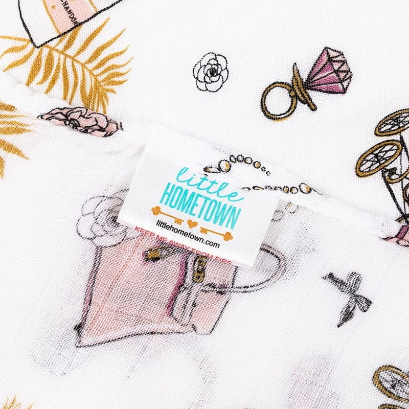 Little Hometown Little Hometown Champagne Dreams Swaddle Blanket Girls - Little Miss Muffin Children & Home