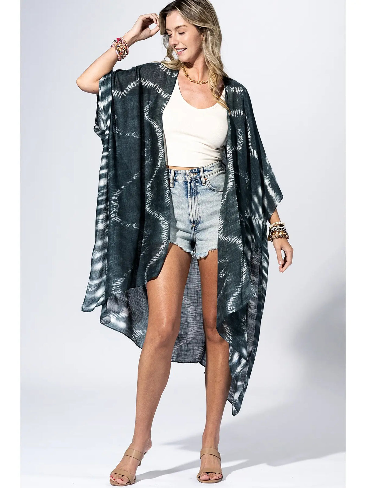 Navy Blue Shibori Tie-Dye Kimono