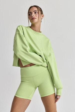 Papermoon Zoey Loose Fit Seam Top and Bike Shorts Set in Lime