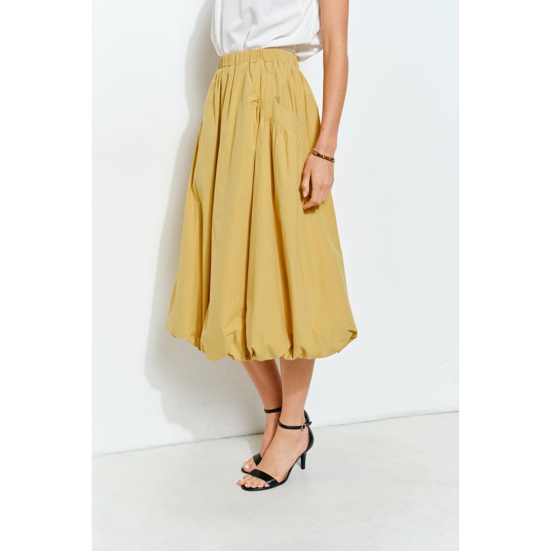INA Balloon Hem Cotton Midi Skirt in Mustard - Little Miss Muffin Children & Home