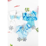 JHP Collection Snowflakes Ribbon Tail Hair Bow