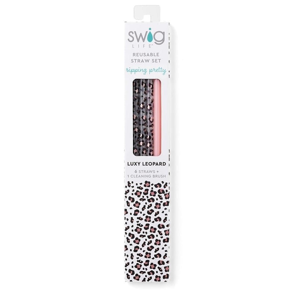 Swig Life Swig Life Luxy Leopard + Blush Reusable Straw Set - Little Miss Muffin Children & Home