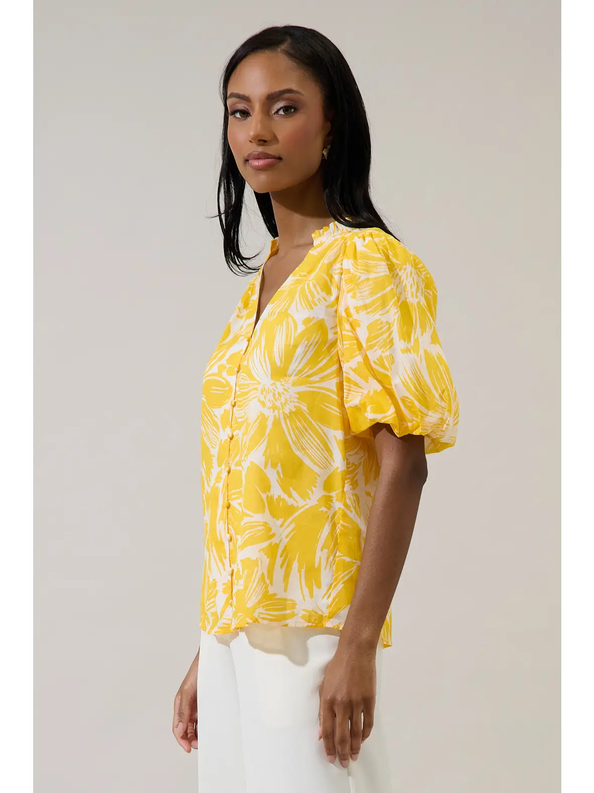 Joni Floral Idara Button Down Top